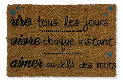 KOKO DOORMATS Paillasson extérieur | Tapis Entree Exterieur, Fibre de Coco avec Base antidérapant en PVC | Tapis antiderapant et Absorbant | Paillasson Original Rire Vivre Aimer | 40x60x1.5 cm Cover