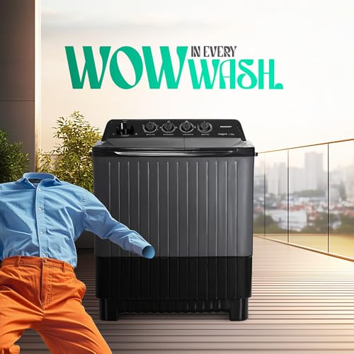 Image of SHARP 7.5 kg, 5 star Rating with E-Spin Pulsator,Semi-Automatic Top Loading Washing Machine, 1300 RPM (ES-SD75NB-TS, Steel Grey, Pure Wave)