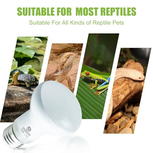 Image of Reptile Heat Lamp Bulbs, 2 Pack 50W Simulate Natural Sunlight Heat Light Bulb, Amphibian Terrarium Basking Spot Lamp for Reptile, Bearded Dragon, Lizard, Turtle, Snake