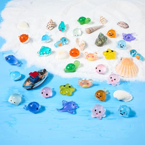 28uds Mini Figuras de Océano, Resina Animales Marinos Miniatura Lindo Mini Bajo El Agua Ajolote Figura Pequeñas Figuras Acuáticas Adorno para Decoración Fiesta de Jardín de Pecera Bricolaje