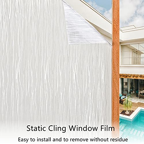 Feomos Clear Waters Window Privacy Film, Non Adhesive Window Cling, Decorative Window Sticker, Window Covering Translucent Glass Film For Windows Door Anti-Uv 17.3X78.7 Inches #TOP1