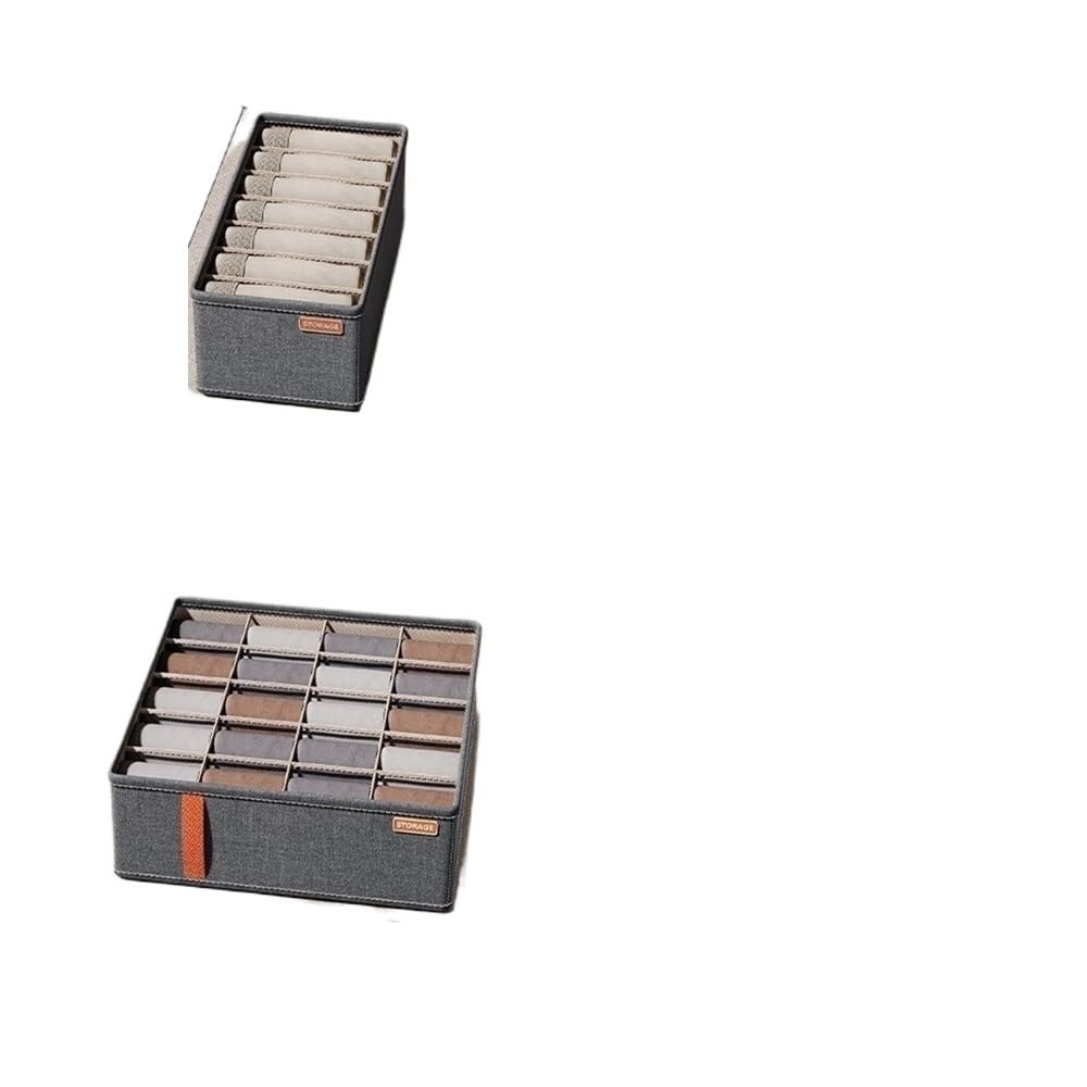 Sunrrafck Oxford Cloth Gray 2Pcs Tianshan Hemp Underwear Storage Box Bedroom Multi-Functional Drawer Wardrobe Dormitory Special(,20Grids)