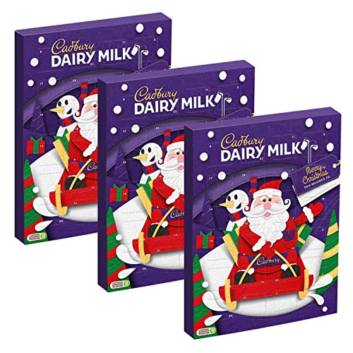 3 x Cadbury Dairy Milk Advent Calendar 90g for Kids Stocking Filling, Count down to Christmas, Big Night
