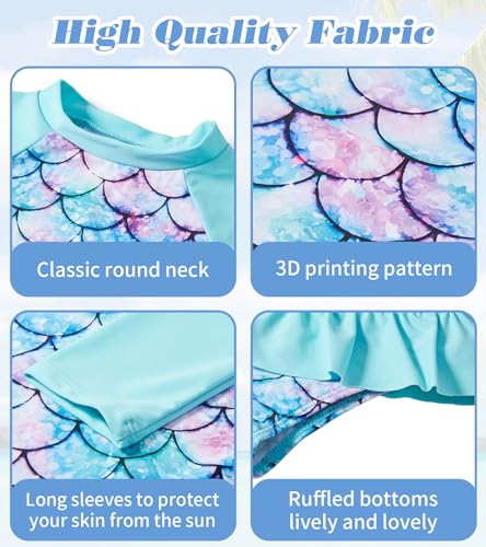 UNIFACO Toddler Girls Swimsuit Rashguard Set Summer Beach Breathable Tankini with UPF 50+ Sun Protection 2-8T3