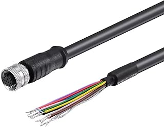HangTon Cognex Data Man Reader 24V Power IO Cable M12 A-Coded 12 Pin Female to Flying Lead for Industrial Actuator Sensor CCB-PWRIO 15m