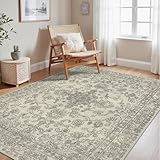 GENIMO Tapis Salon Vintage Persan, Lavable en Machine Antidérapant, Moquette Décorative pour Chambre, Salon, Maison et Appartement, Brun, 120x170CM