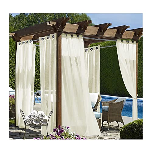HASMI Curtains 4 Color Panel Waterproof Garden Decoration Outdoor Sheer Curtains for Porch Exterior Voile with Ring Grommet Drapes (Color : Grommet, Size : W137 x L274cm 1PC)