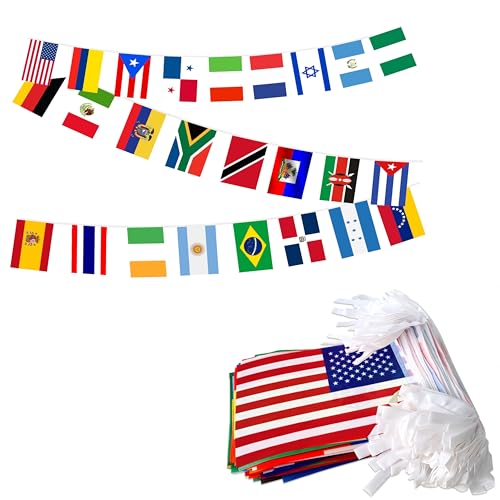 LUSEOAN 224 Different Countries International String Flags Banner of the World Small Mini Bunting Banners for Grand Opening,Bar,School Office,Sports Events,International Festival Decorations,All Countries Flags,220 Feet