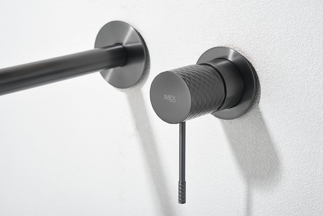 MICE - Grifo monomando empotrado para lavabo hecho de latón para agua Frio/Caliente - Griferia empotrada de baño para lavamanos Black Gun Metal GLG053/BGM