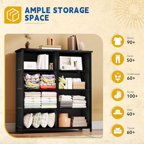 DWVO 8-Drawer Fabric Dresser, Furniture Storage Tower Cabinet, Organizer for Bedroom, Living Room, Hallway, Closet