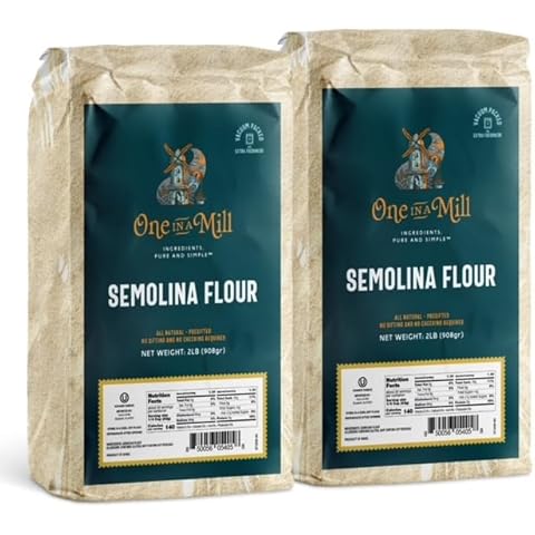 ONE IN A MILL Semolina Flour 2 LB Pack of 2 | High Protein Durum Wheat Flour for Pizza Dough, Pasta, Bread, and Couscous | Vacuumed Packed for Freshness Cover