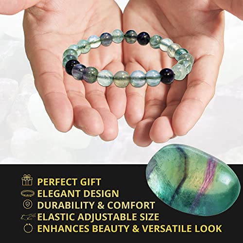 Image of ANAYA AGATE Healing Crystal Bracelet for Women and Men - 8mm Round Beaded Bracelet for Men and Women - Unisex Stretchy Gemstone Bracelet for Healing and Protection