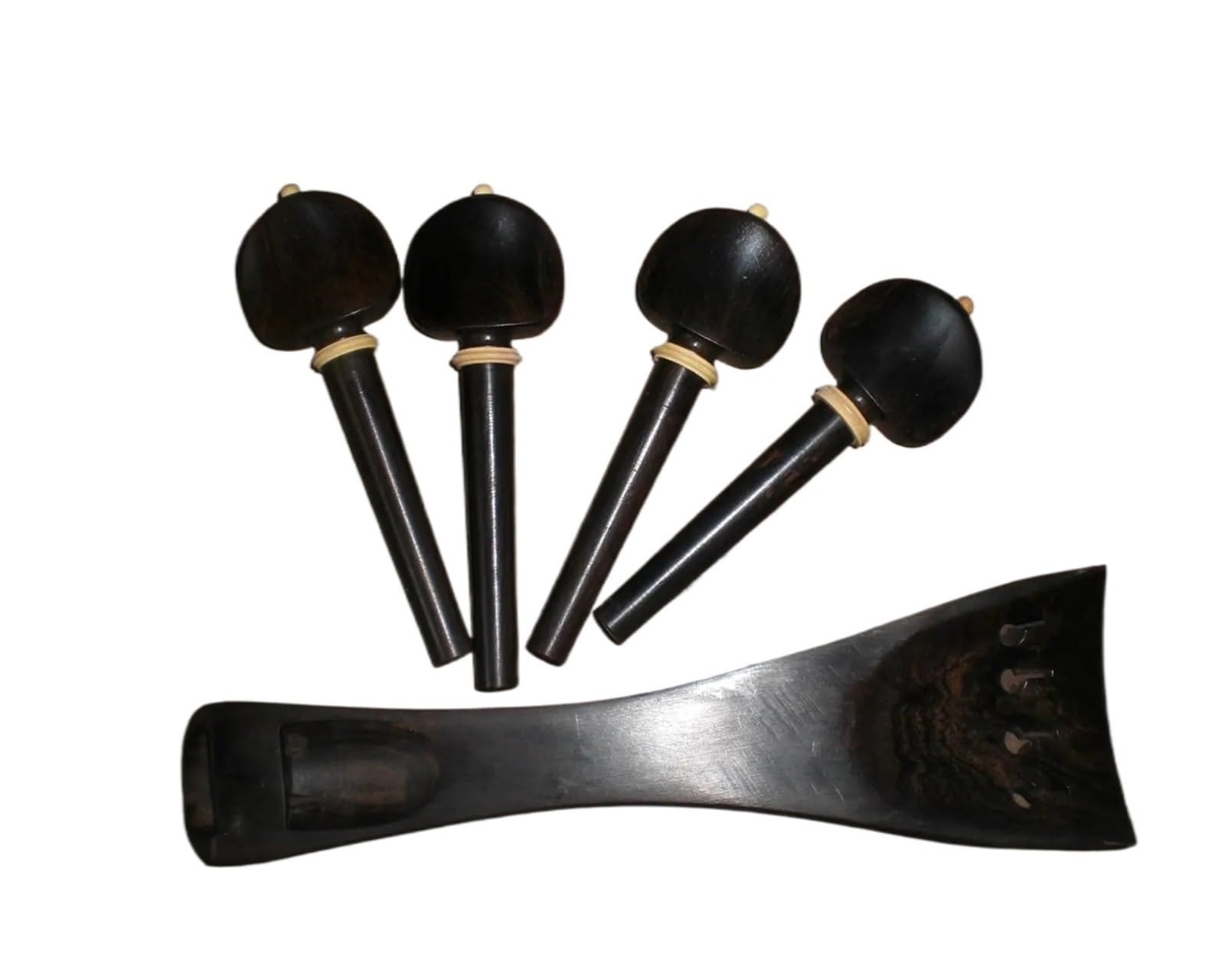 1 set di raccordi for violoncello in ebano con 1 cordiera e 4 piroli for violoncello 4/4