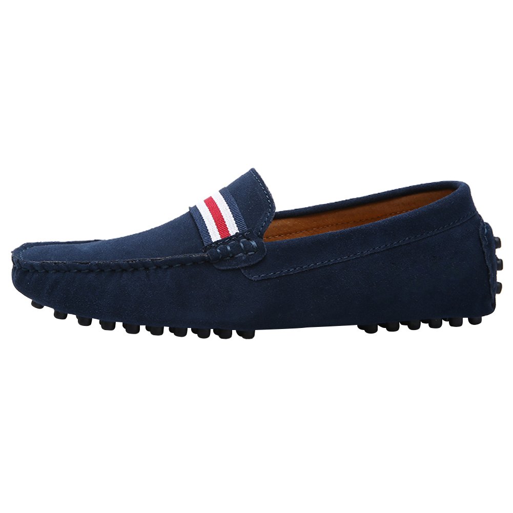 Hombres Elegante OTAN-Raya Mocasín Pantuflas Comodidad Gamuza Zapatos de Conducción