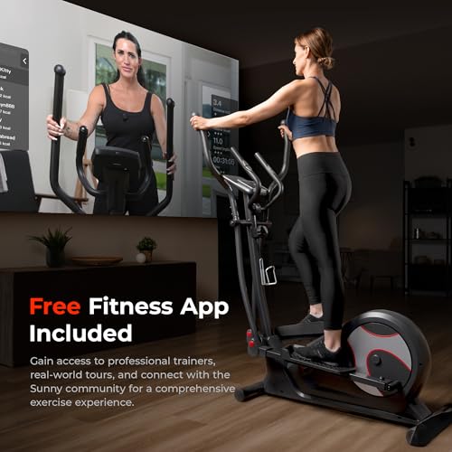 Image of Sunny Health & Fitness Elliptical Machine with Extended Stride, Ultra Quiet 300 lbs Capacity Cross Training Cardio Fully Body Exercise for Home, Sunny Fit App Access, Optional 12 inch or 16 inch Stride Length