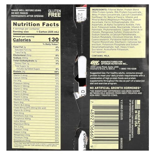 Image of Optimum Nutrition Gold Standard 24g Protein Shake, Vanilla, 4 Ct