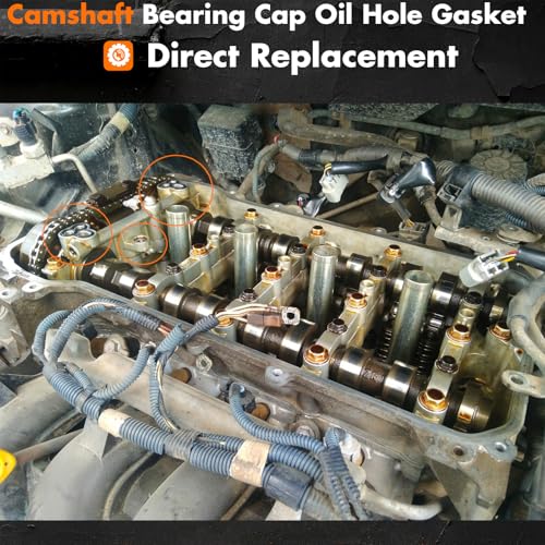 Image of Camshaft Bearing Cap Oil Hole Gasket Kit Compatible with Toyota C-HR Corolla Matrix Scion iM xD 90430-10024 11159-37010