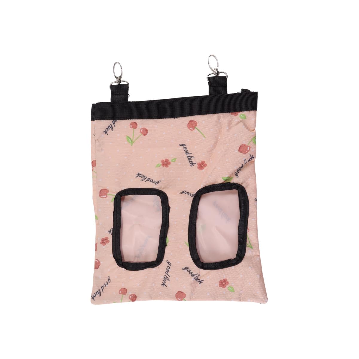 Riven Hay Bag Hay Feeder Bags for Rabbit Chinchilla Hamster Guinea Pig Small Animals(2 Windows,Pink)