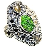 100% Solides Sterling Silber Chrome Diopside, Chrom-Diopsid 925 Sterling Silber Ring 8.5