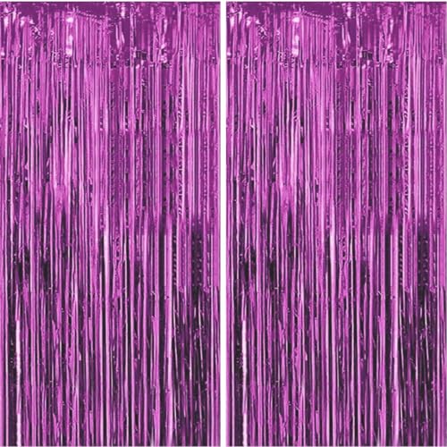 Jonami 2 Rideau Métallique Tinsel Violet, Rideaux à Franges en Aluminium, Toile de Fond pour Photos de Fête, Décoration Anniversaire