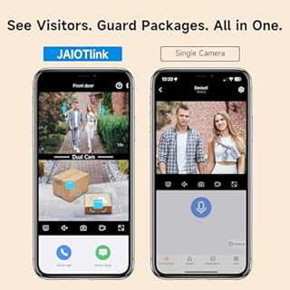 JAIOTlink 2K Dual Lens Video Doorbell Camera Wireless with Chime, 64GB SD Card, Voice Changer, 2.4G/5Ghz WiFi, Package Protection, 2-Way Audio, Night Vision, Compatible with Alexa