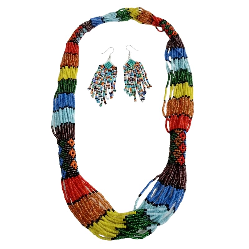 Collar ucraniano Gerdan y pendientes hechos a mano, regalo original multicolor LKBEADS