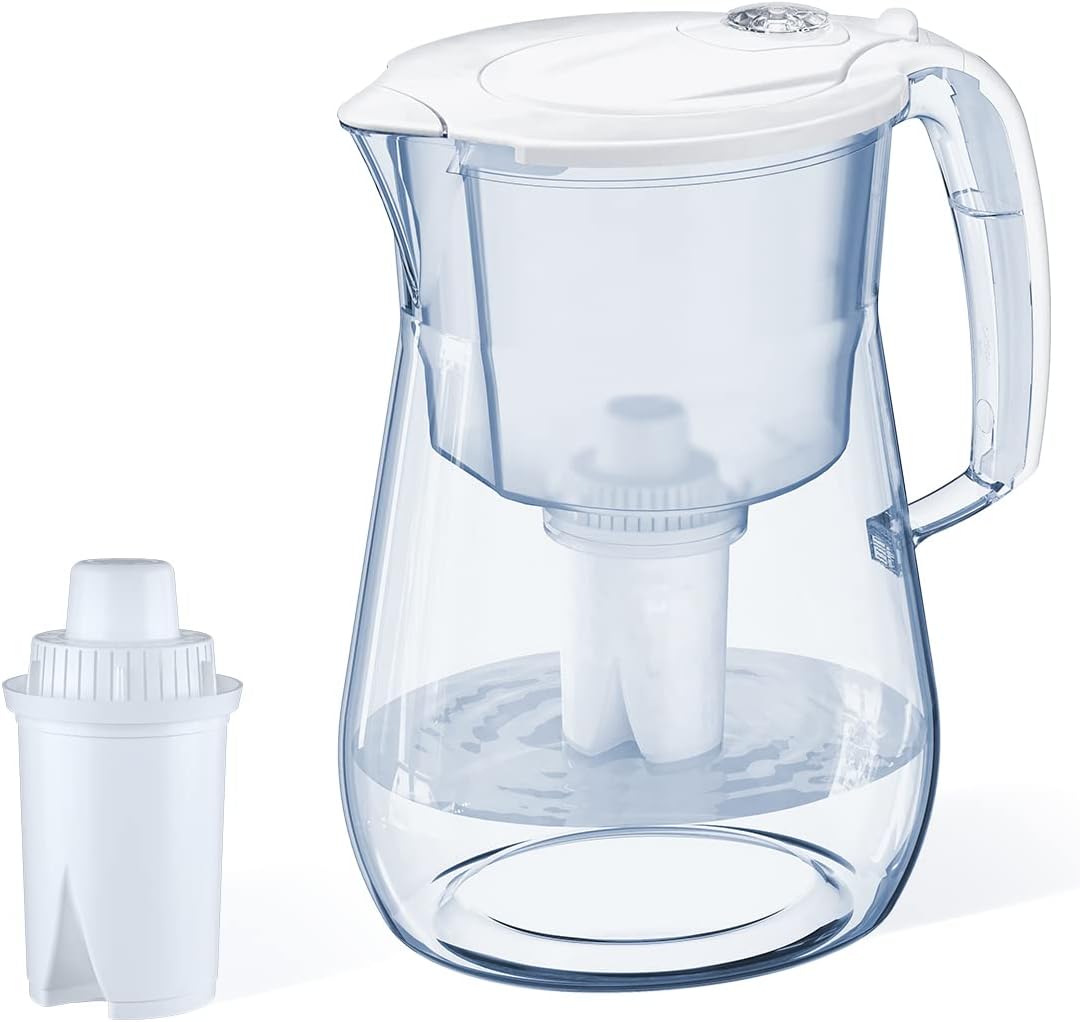 AQUAPHOR 12 Cup Opal Water Filter Pitcher with 1 x B15 Filter | Reduces Chlorine & Heavy Metals | Fast Flow Water Filtration | BPA-Free & Dishwasher Safe | Improved & Filtered Water | White