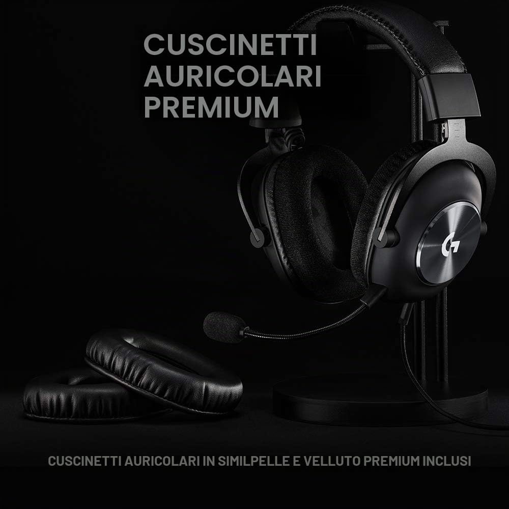 Logitech G PRO X - Cuffie da gioco con Blue VO!CE, USB, nero (ricondizionato)