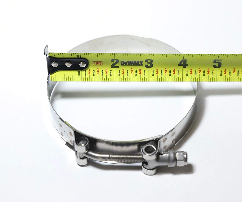 Rango de tamaño universal de 4.17 a 4.48 pulgadas, abrazadera de tubo de perno en T de acero inoxidable 304 para manguera de 4 pulgadas (106-114 mm, paquete de 2)