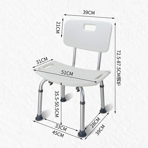 Miniatura 7 de Bath & Shower Aids, Shower Bath Chair Seat with Armrest, Portable Medical Shower Bench Bath Chair with Non-Slip Safety Mats, Lightweight, 7 Height