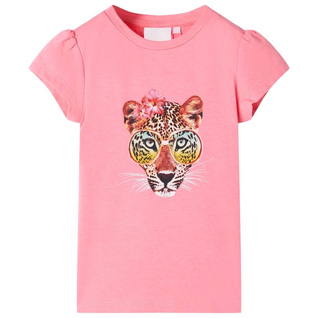 Maglietta per bambini verde menta in 95% cotone con stampa di testa di leopardo, taglia per ragazzi e ragazze, maglietta a maniche corte con scollo rotondo, traspirante e comoda per tutti i