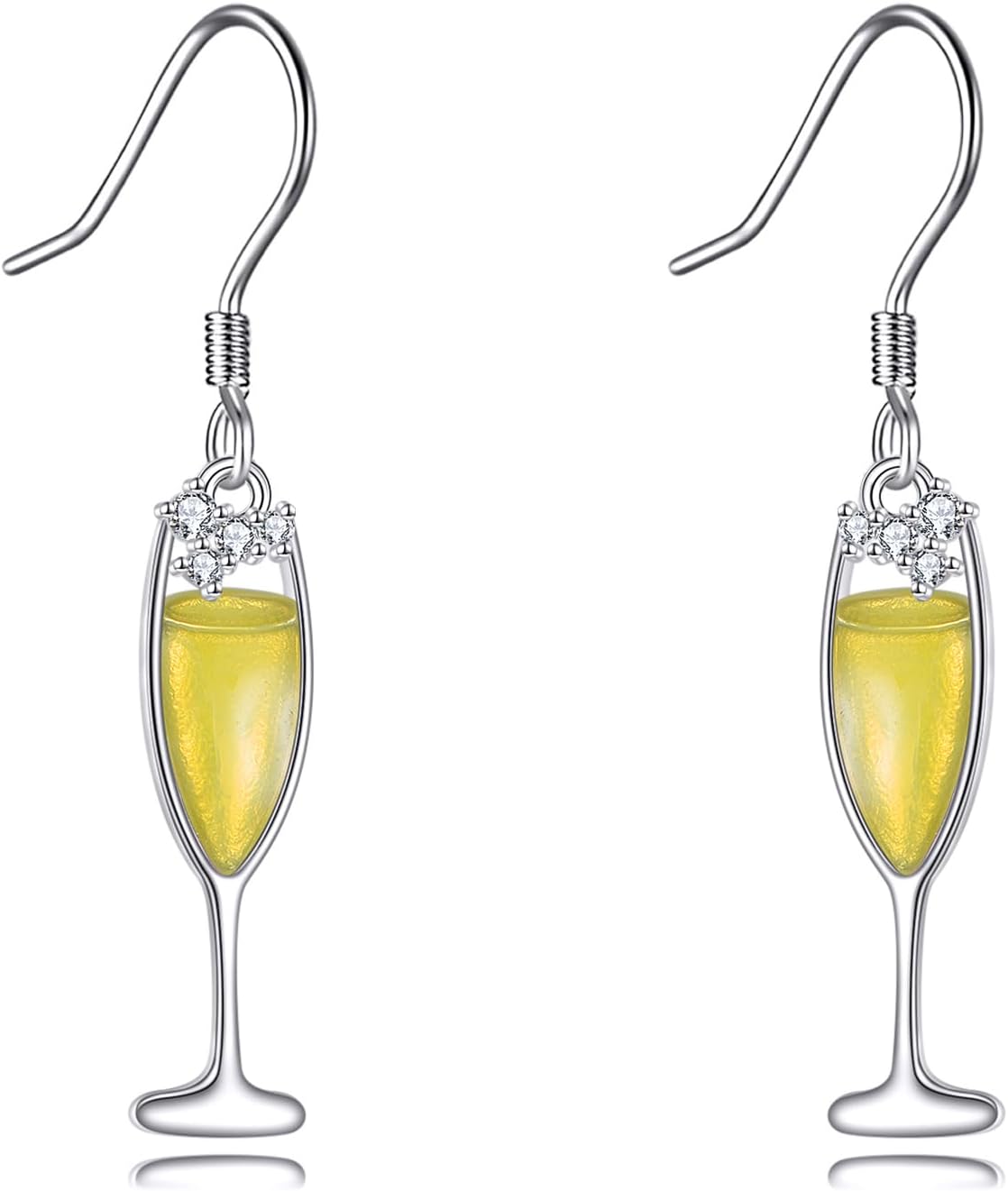 Cocktails Earrings 925 Sterling Silver Margarita/Martini/Champagne Dangle Earrings Cocktails Jewelry Gifts for Women