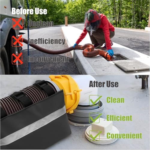 Image of 3 Pcs RV Sewer Hose Weight Bags with Reflective Strip Waste Hose Fastening Device Camper Trailer Sewer Hose Support Hold Down Prevents Dislodging and Accidental Spillage (Black)
