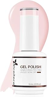 Nicedeco Hema Free Gel Nail Polish 1 Pcs 15ml Cruelty Free Vegan Clear Pink Color Soak Off LED U V Gel for Nail Art Manicure Salon DIY -017