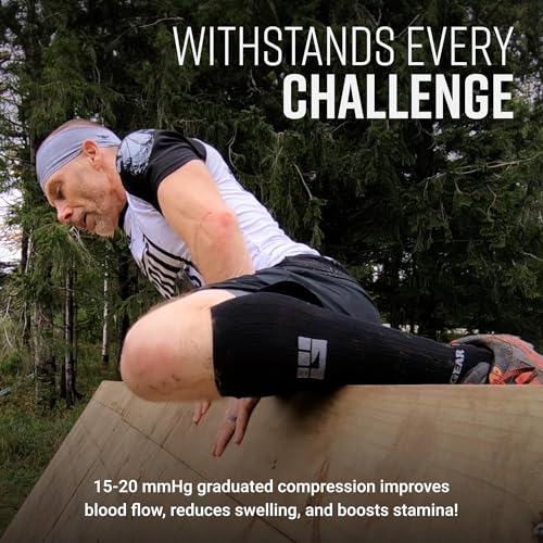 Image of MudGear Graduated Compression Socks, Durable, Sweat-Resistant OCR Performance Socks with Cushioned Footbed, Made in USA