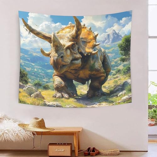 Tapisserie Dinosaures 3D Effet Décoration Murale Salon et Chambre 180x230cm