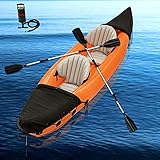 Inflatable Kayak Inflatable Boat Canoe - 2 Person Inflatable Kayaks for Adults and Kids-Portable Touring Kayaks Set with two Paddles and High Output Air Pump Fishing Kayak Raft Dinghy Rafting Pontoon