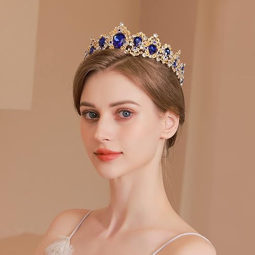 Vista 2 de Kamirola Corona barroca de reina, corona nupcial de diamantes de imitación y tiaras diadema de cristal para cumpleaños, graduación, concurso