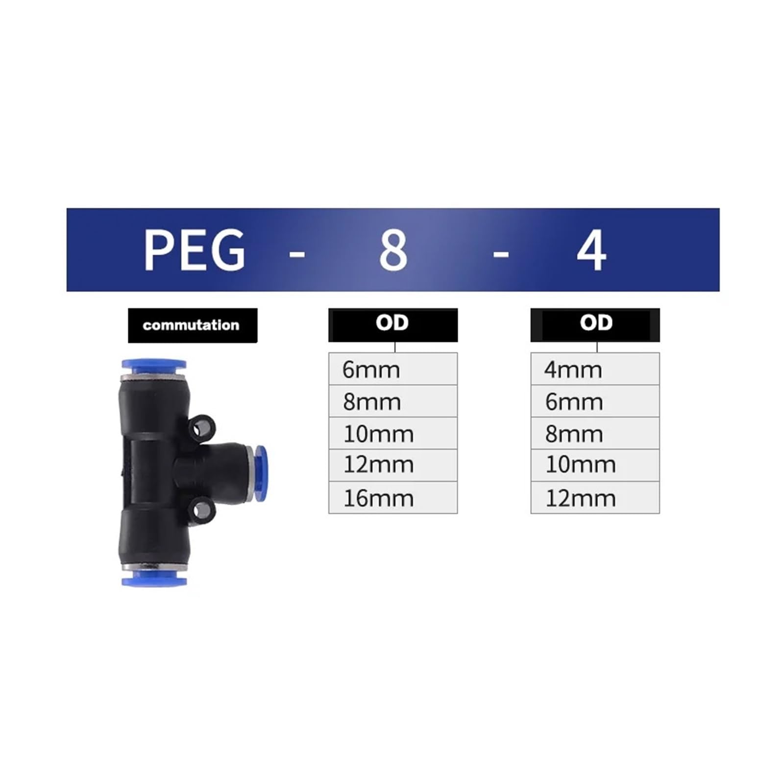 10 Stück Pneumatikverbinder Push-In PE 4mm 6mm 8mm 10mm 12mm 14mm 16mm(PE-12)