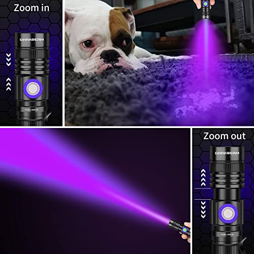 Darkbeam Uv 395Nm Black Light Flashlight Usb Rechargeable Woods Lamp, Mini Handheld Ultraviolet Blacklight Led Portable With Clip - Curing Resin, Detector For Pet Dog Urine, Scorpions, Stains, Amber #TOP2