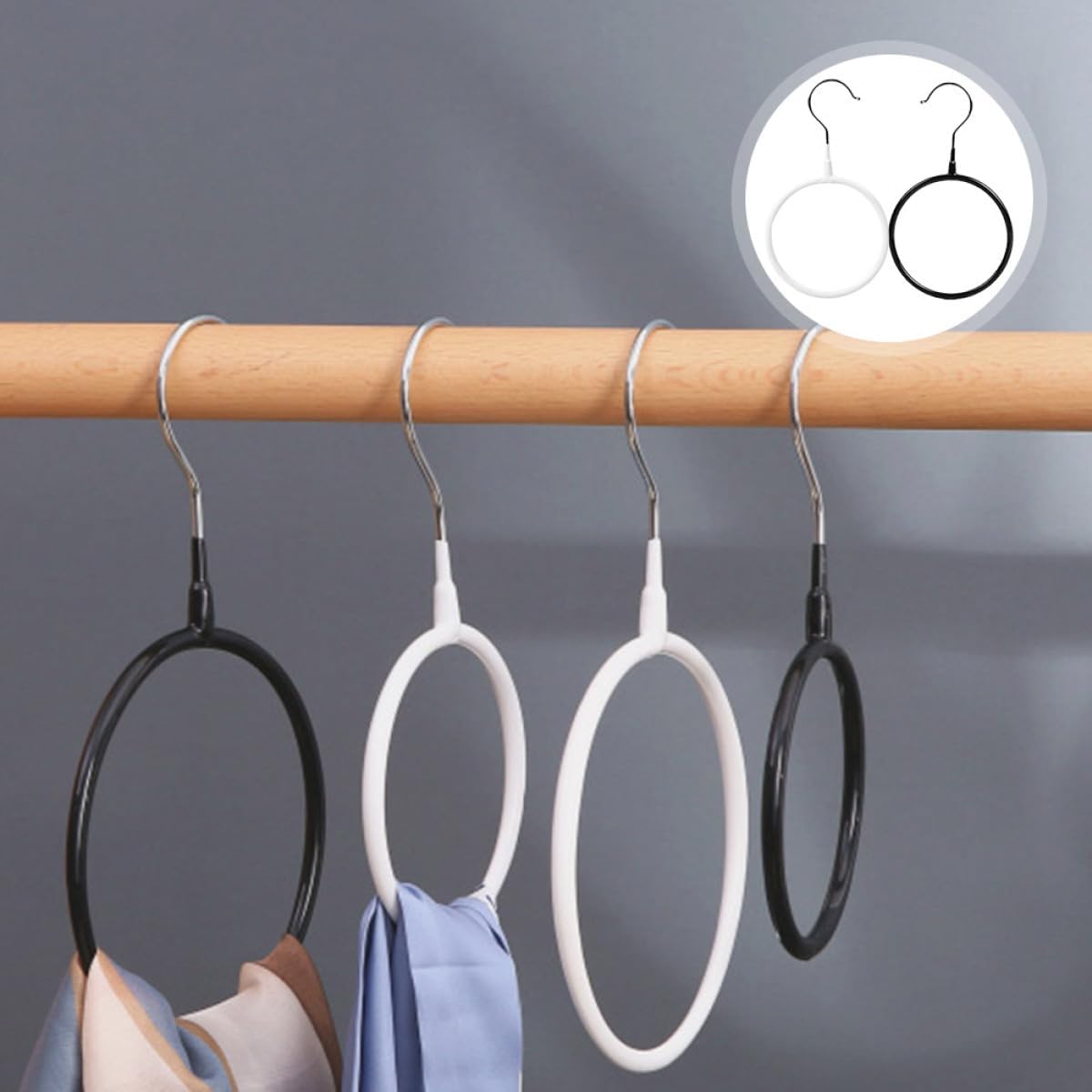 4pcs Round Scarf Ring Hanger for Closet Space Organization