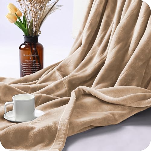 LaffyLo Electric Heated Blanket Twin Size 62" x 84", Ultra Soft Flannel Heating Blanket with 4 Heat Settings, 10-Hour Auto Shutoff, ETL Listed Overheat Protection, Machine Washable, Light Brown — view 4