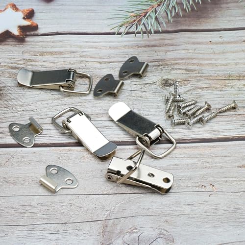 EXIN DECHEN 12 Stück Spannverschluss Edelstahl, Kistenverschluss Edelstahl mit 48 Schrauben, Spannverschluss Klein, Hebel Verschluss, Kappenschloss für Case Box, Toolbox, Schublade, Schrank, Truhe