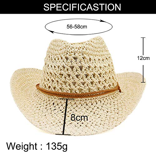 Straw Cowboy Cowgirl Hat Shapeable Wide Brim Staw Beach Sun Hat For Men And Women Coffee #TOP1