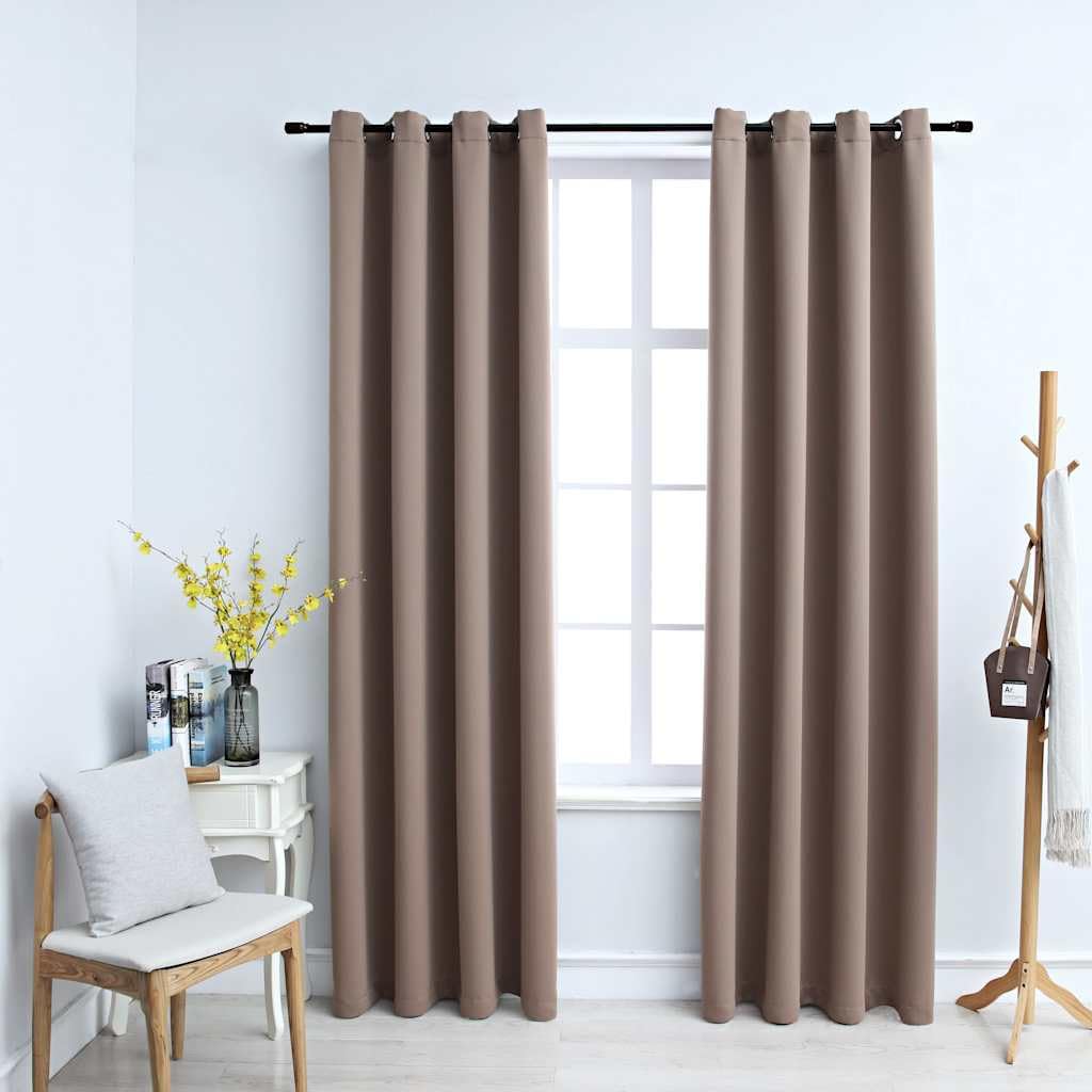 Rideaux occultants taupe de haute qualité doublure isolante 140x245