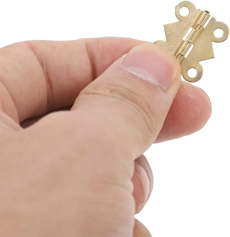 Generic 100pcs Vintage Cabinet Door Hinges Mini Retro Butterfly Hasp for Wooden Jewelry Boxes with Screws 0.79 X 0.67 Inch Decorative Chest Box Hardware