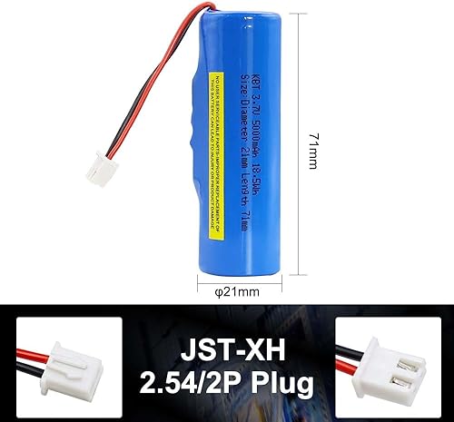 Miniatura 2 de KBT - Batería recargable de iones de litio de 3.7 V 5000 mAh, batería de litio de 18.5 Wh RC Toys con enchufe blanco JST-XH 2.542P para automóvil,