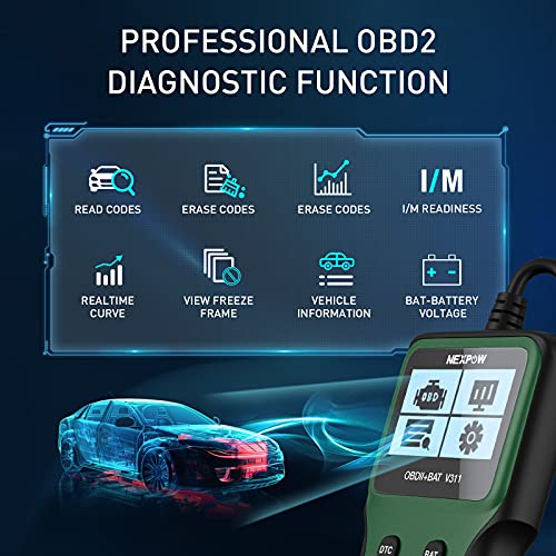 NEXPOW OBD2 Scanner, V311 Automotive Engine Fault Code Reader, Car Diagnostic Scan Tool with Battery Test Tool for All OBD II Protocol Cars Since 1996