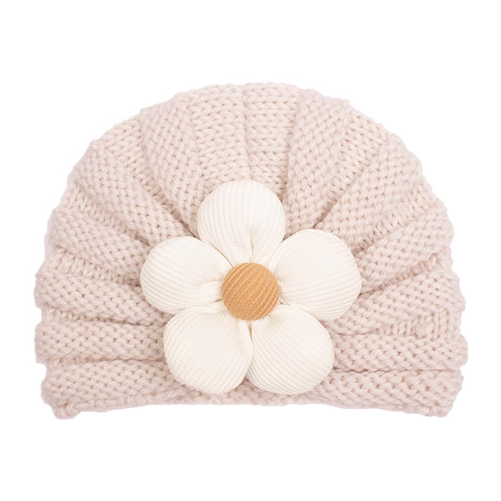 SYGA Baby Cap Flower Wool Warm Knitted Streachable Hat Infant Toddler Baby Cap 0-3 Years