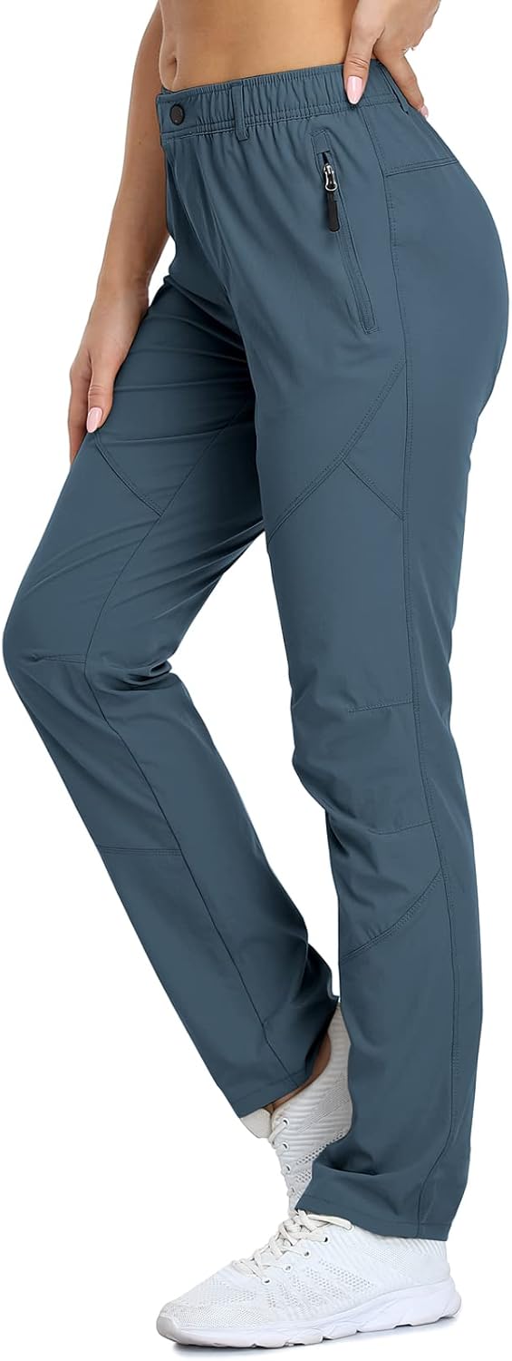 SPOSULEI Womens Summer Lightweight Pants Outdoor Nylon Quick Dry Travel Golf Hiking Sweatpants with Zipper Pockets - Image 2